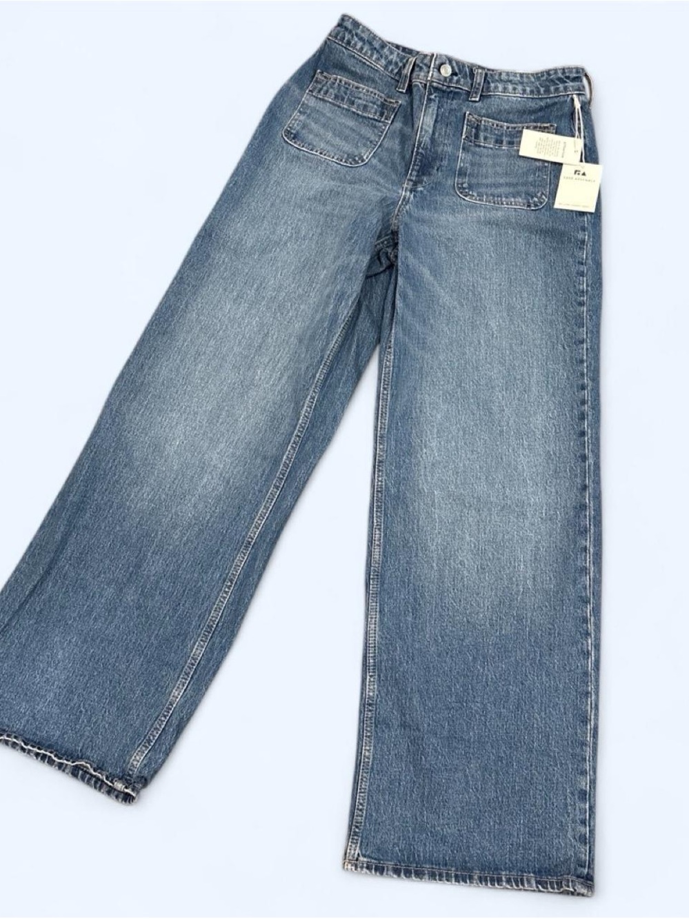 Free Assembly High-Rise Wide Leg Jeans in Medium Blue